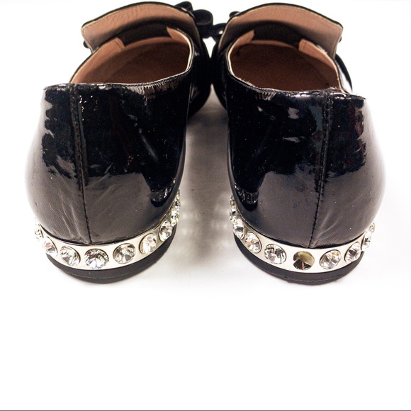 Miu Miu Loafers Jeweled Patent Leather Flats Black - Picture 6 of 7